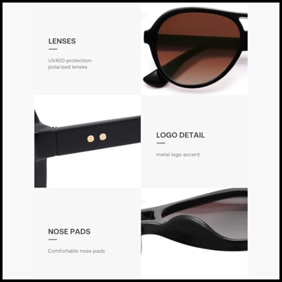 Retro Aviator Polarized Sunglasses with UV Protection main image 6